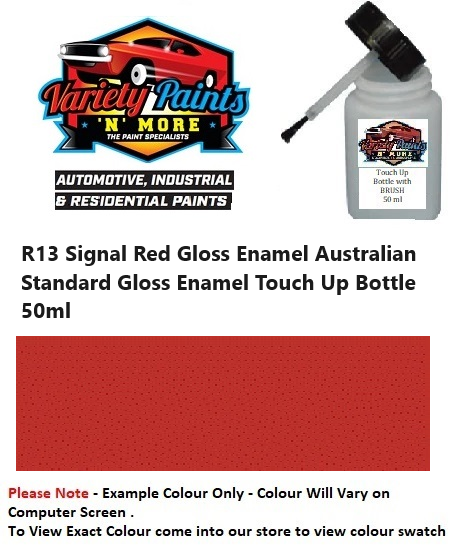 R13 Signal Red Enamel Australian Standard Gloss Enamel Touch Up Bottle 50ml