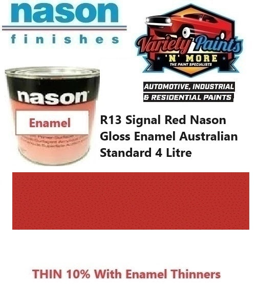 R13 Signal Red Nason Gloss Enamel Australian Standard 4 Litre