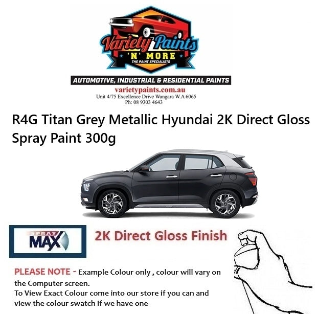R4G Titan Grey Metallic Hyundai 2K Direct Gloss Spray Paint 300g