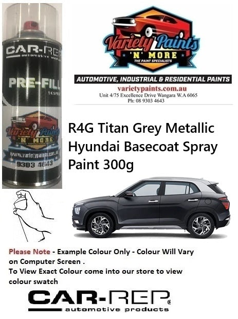 R4G Titan Grey Metallic Hyundai Basecoat Spray Paint 300g