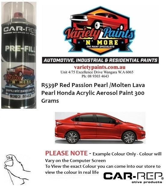 R539P Red Passion Pearl /Molten Lava Pearl Honda Acrylic Aerosol Paint 300 Grams