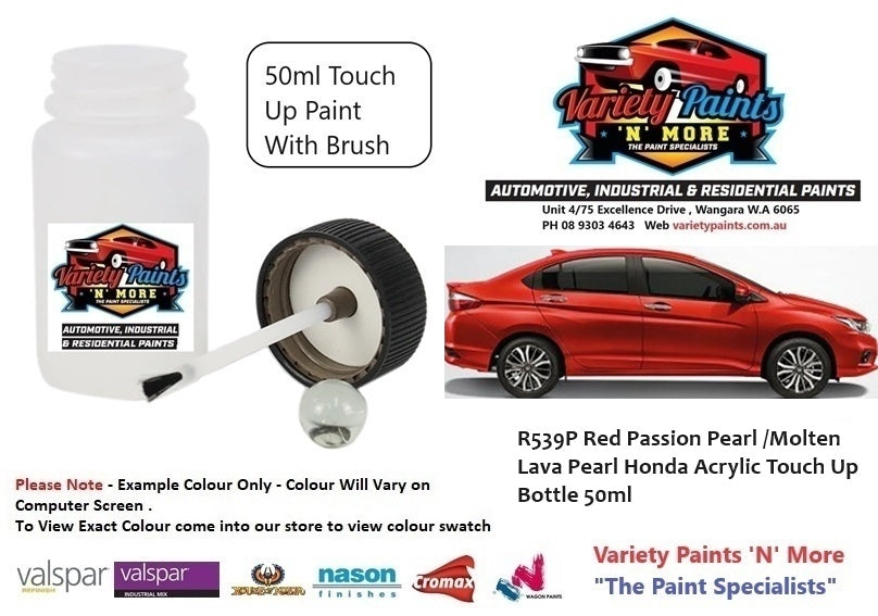 R539P Red Passion Pearl /Molten Lava Pearl Honda Acrylic Touch Up Bottle 50ml With brush