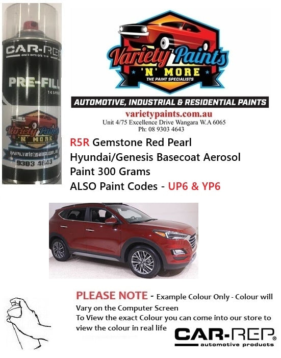 R5R Gemstone Red Pearl Hyundai/Genesis Basecoat Aerosol Paint 300 Grams