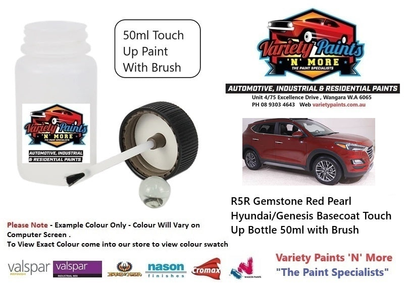 R5R Gemstone Red Pearl Hyundai/Genesis Basecoat Touch Up Bottle 50ml with Brush