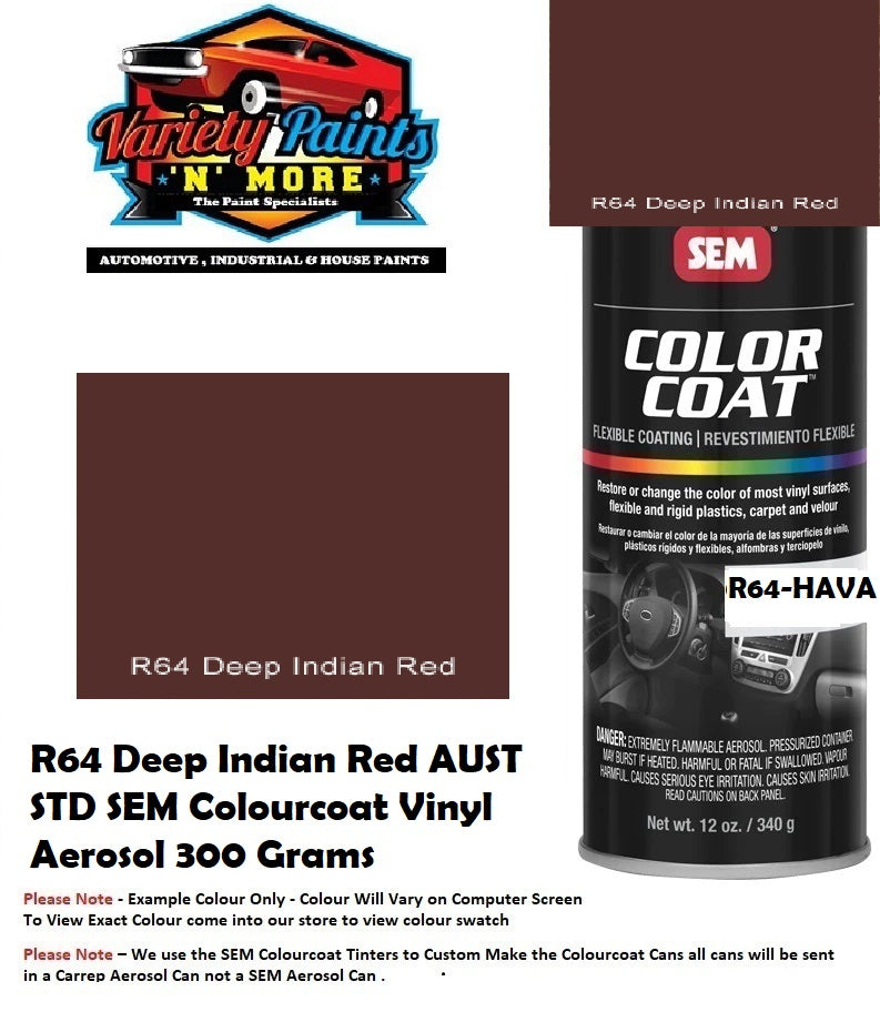 R64 Deep Indian Red AUST STD SEM Colourcoat Vinyl Aerosol 300 Grams