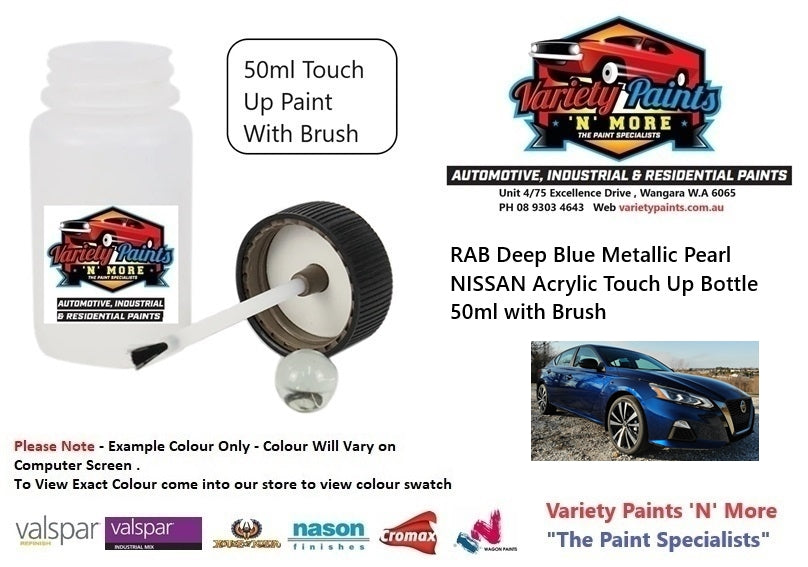 RAB Deep Blue Metallic Pearl NISSAN Acrylic Touch Up Bottle 50ml with Brush