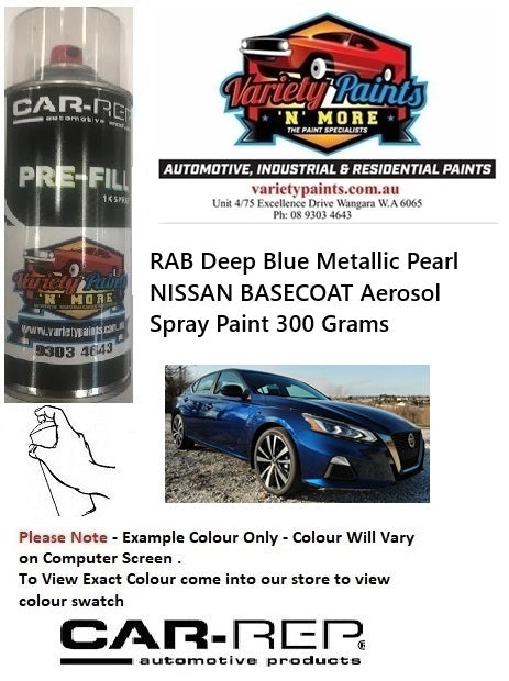 RAB Deep Blue Metallic Pearl NISSAN BASECOAT Aerosol Spray Paint 300 Grams