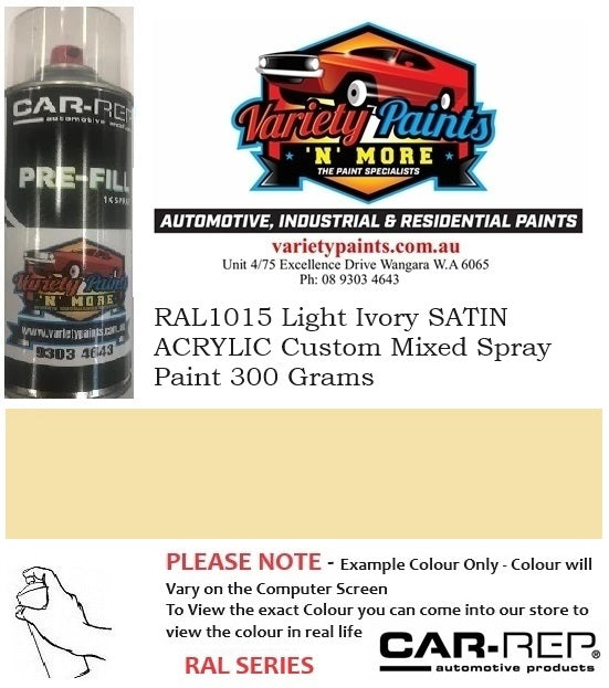 RAL1015 Light Ivory SATIN ACRYLIC Custom Mixed Spray Paint 300 Grams