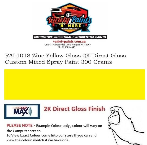 RAL1018 Zinc Yellow Gloss 2K Direct Gloss  Custom Mixed Spray Paint 300 Grams