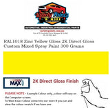 RAL1018 Zinc Yellow Gloss 2K Direct Gloss  Custom Mixed Spray Paint 300 Grams