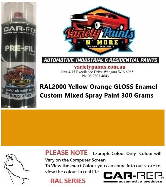 RAL2000 Yellow Orange Gloss Enamel Custom Mixed Spray Paint 300 Grams 1IS 20A