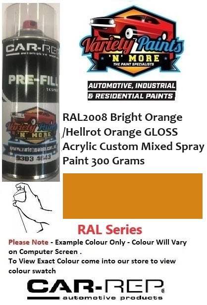 RAL2008 Bright Orange /Hellrot Orange GLOSS Acrylic Custom Mixed Spray Paint 300 Grams