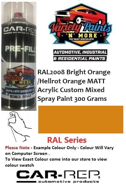 RAL2008 Bright Orange /Hellrot Orange MATT Acrylic Custom Mixed Spray Paint 300 Grams