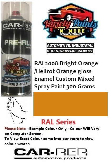 RAL2008 Bright Orange /Hellrot Orange Gloss Enamel Custom Mixed Spray Paint 300 Grams