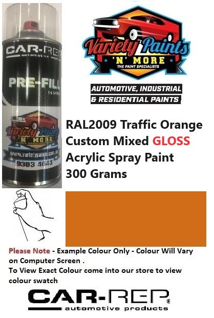 RAL2009 Traffic Orange Custom Mixed Gloss ACRYLIC Spray Paint 300 Grams