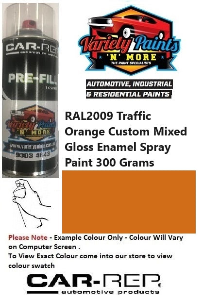 RAL2009 Traffic Orange Custom Mixed Gloss Enamel Spray Paint 300 Grams 3IS 89A