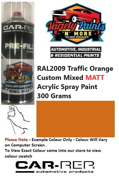 RAL2009 Traffic Orange Custom Mixed MATT ACRYLIC Spray Paint 300 Grams