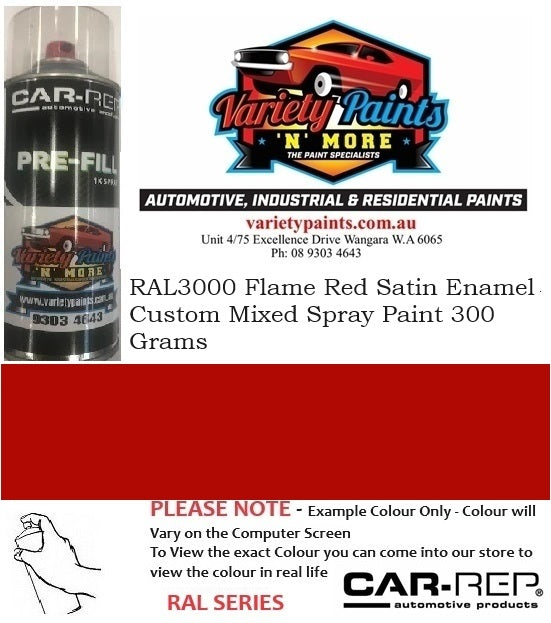 RAL3000 Flame Red Satin Enamel Custom Mixed Spray Paint 300 Grams