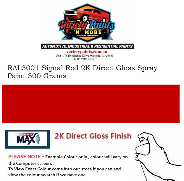 RAL3001 Signal Red 2K Direct Gloss Spray Paint 300 Grams