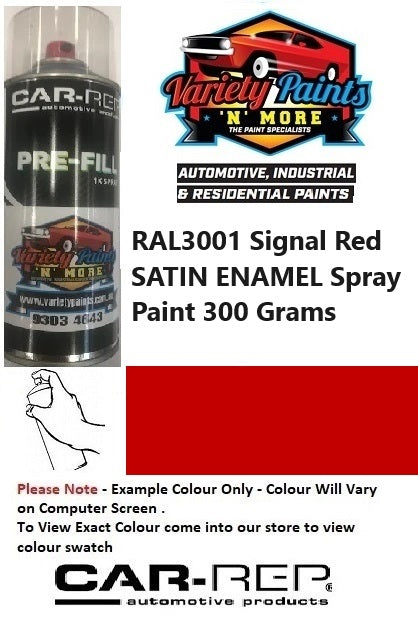 RAL3001 Signal Red SATIN Enamel  Spray Paint 300 Grams
