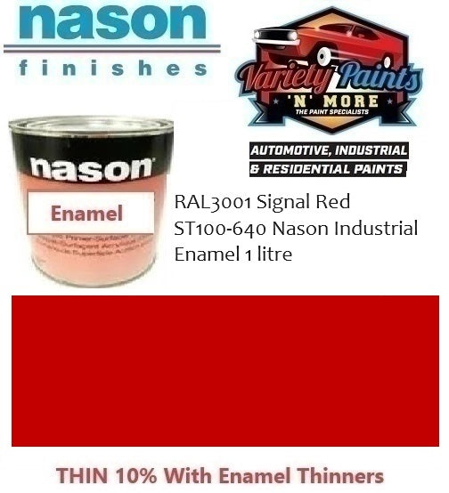 RAL3001 Signal Red Gloss Industrial Enamel NASON 1 litre