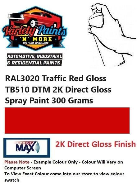 RAL3020 Traffic Red Gloss TB510 DTM 2K Direct Gloss Spray Paint 300 Grams