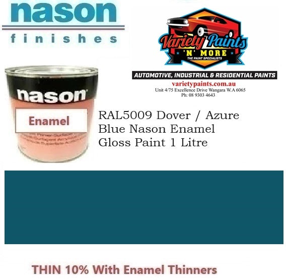 RAL5009 Dover / Azure Blue Nason Enamel Gloss Paint 1 Litre