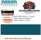 RAL5009 Dover / Azure Blue Nason Enamel Gloss Paint 1 Litre