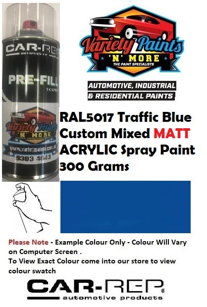 RAL5017 Traffic Blue Custom Mixed MATT ACRYLIC Spray Paint 300 Grams