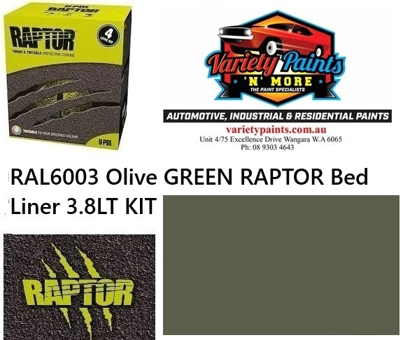 RAL6003 Olive GREEN RAPTOR Bed Liner 3.8LT KIT