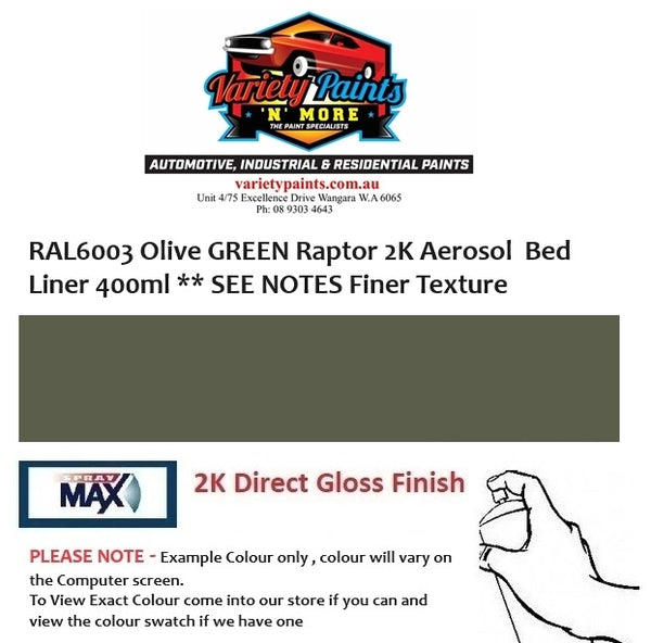 RAL6003 Olive GREEN Raptor 2K Aerosol Bed Liner 400ml