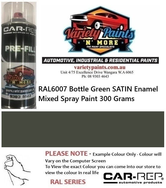 RAL6007 Bottle Green SATIN Enamel Mixed Spray Paint 300 Grams