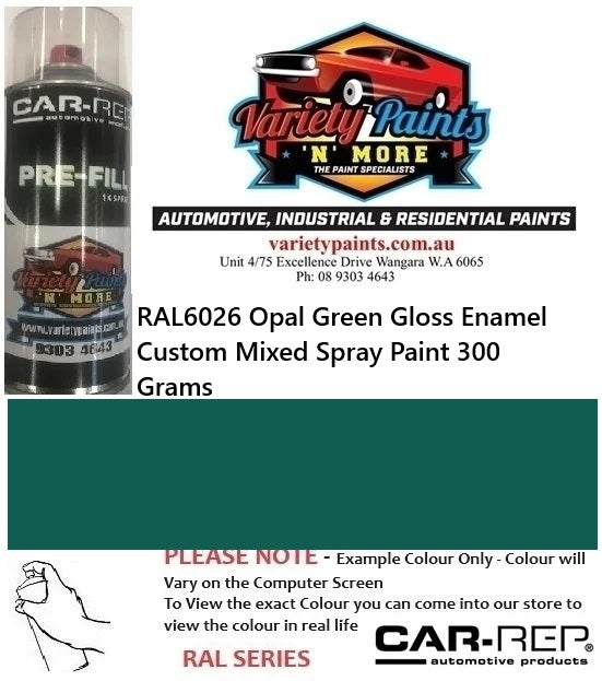 RAL6026 Opal Green Gloss Enamel Custom Mixed Spray Paint 300 Grams