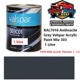 RAL7016 Anthracite Grey Valspar Acrylic Paint Mix 303 1 Litre