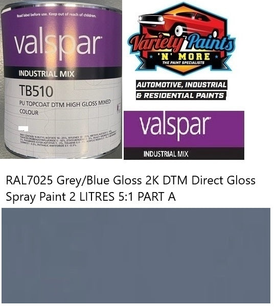 RAL7025 Grey/Blue Gloss 2K DTM Direct Gloss Spray Paint 2 LITRES 5:1 PART A