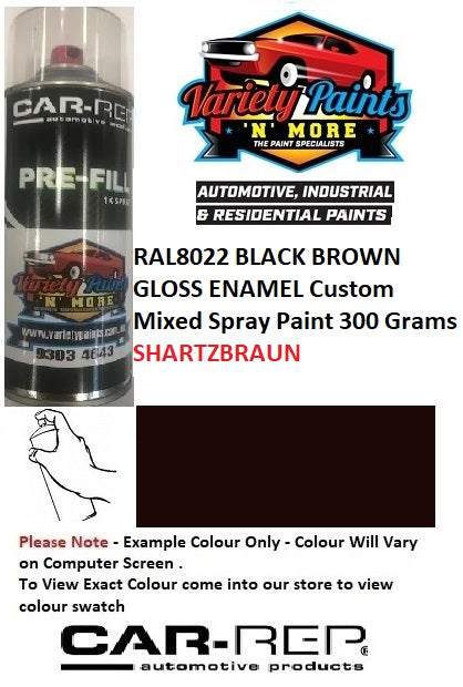 RAL8022 Black Brown Gloss Enamel  Custom Mixed Spray Paint 300 grams