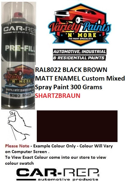 RAL8022 Black Brown MATT Enamel  Custom Mixed Spray Paint 300 grams