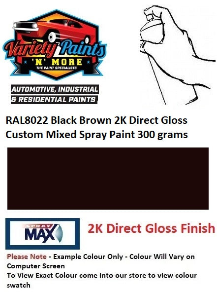 RAL8022 Black Brown 2K Direct Gloss Custom Mixed Spray Paint 300 grams