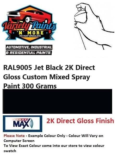 RAL9005 Jet Black 2K Direct Gloss Custom Mixed Spray Paint 300 Grams