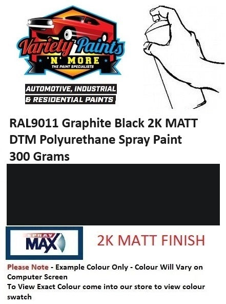 RAL9011 Graphite Black 2K MATT DTM Polyurethane Spray Paint 300 Grams