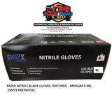 RAPID NITRILE BLACK GLOVES TEXTURED - MEDIUM 8 MIL (ONYX PREDATOR)