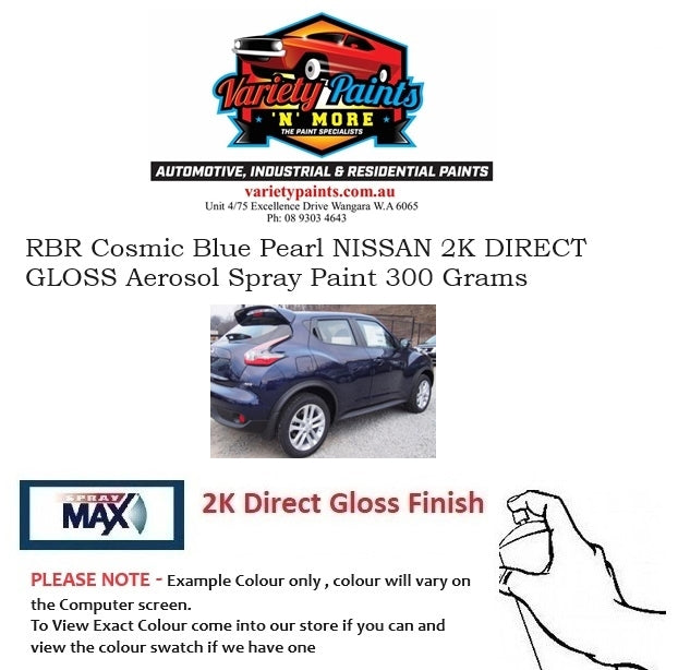 RBR Cosmic Blue Pearl NISSAN 2K DIRECT GLOSS Aerosol Spray Paint 300 Grams