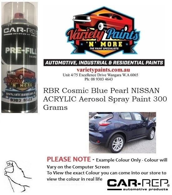 RBR Cosmic Blue Pearl NISSAN ACRYLIC Aerosol Spray Paint 300 Grams