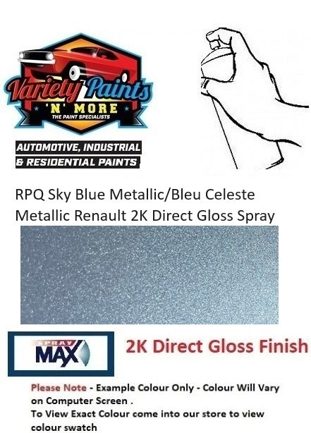 RPQ Sky Blue Metallic/Bleu Celeste Metallic Renault 2K Direct Gloss Spray Paint 300 Grams