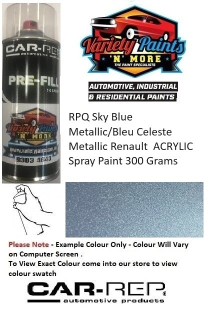 RPQ Sky Blue Metallic/Bleu Celeste Metallic Renault  ACRYLIC Spray Paint 300 Grams