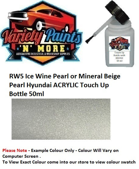 RW5 Ice Wine Pearl or Mineral Beige Pearl Hyundai ACRYLIC Touch Up Bottle 50ml