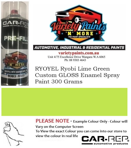 RYOYEL Ryobi Lime Green Custom GLOSS Enamel Spray Paint 300 Grams