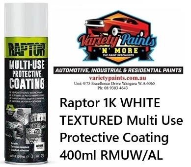 Raptor 1K WHITE TEXTURED Multi Use Protective Coating 400ml RMUW/AL