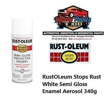 RustOLeum Stops Rust White Semi Gloss Enamel Aerosol 340g