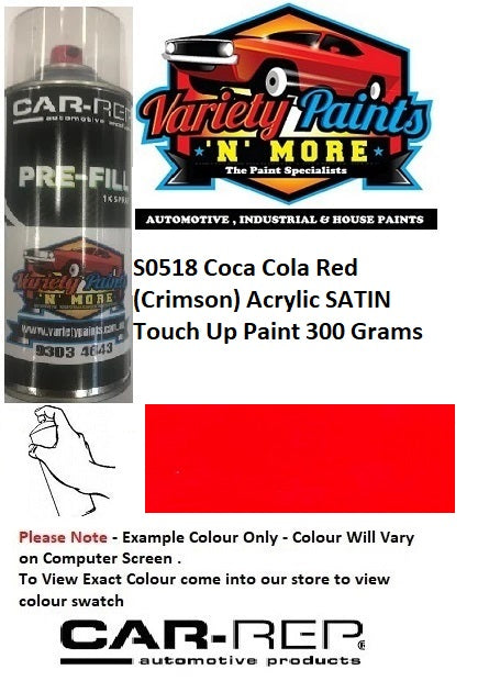 S0518 Coca Cola Red (Crimson) SATIN Acrylic Touch Up Paint 300 Grams